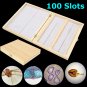 100 Slots Wooden Microscope Glass Slides Case Box Holder Storage Specimen