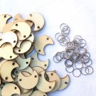 50Pcs Moon Shape Laser Engraving Wooden Sheet With 50 Iron Loops Set For Birthday Reminder DIY Hangi