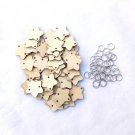 50Pcs Star Shape Laser Engraving Wooden Sheet With 50 Iron Loops Set For Birthday Reminder DIY Hangi