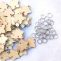 50Pcs Star Shape Laser Engraving Wooden Sheet With 50 Iron Loops Set For Birthday Reminder DIY Hangi