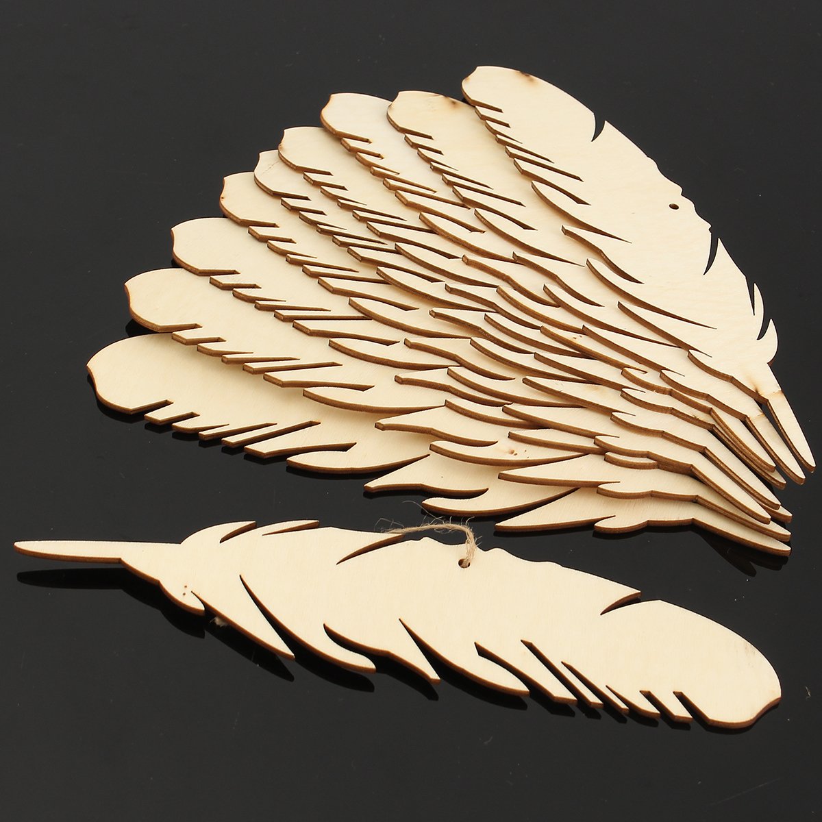 10pcs Laser Engraving MDF Feather Wooden Slices Diy Craft Laser Manufacturing Room Wedding Decoratio