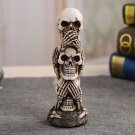 Skull Car Ornament Hear/See/Speak No Evil Stacked Totem Pole Desktop Furnishing Articles Gothic Dark