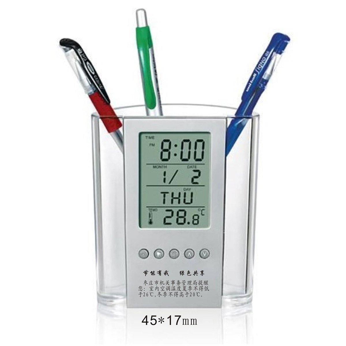 Digital Timer Temperature Thermometer Screen Alarm Olock Calendar PenHolder Case