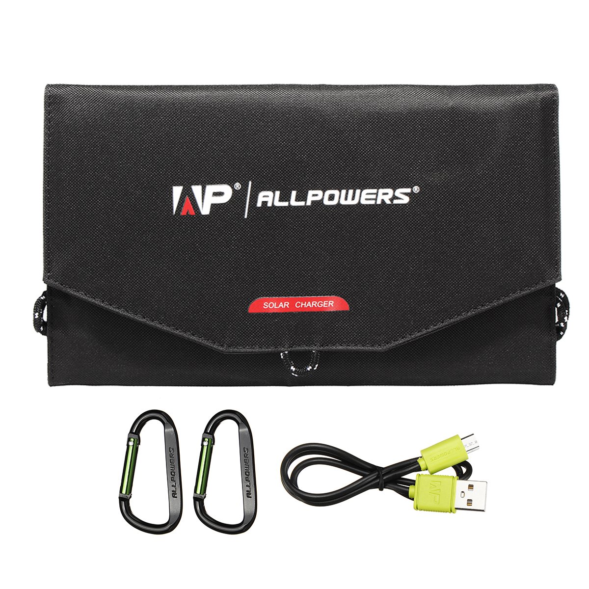 ALLPOWERS 5V 15W Portable Solar Charger 6000mAh Dual USB Type-C Travel Folding Solar Panel