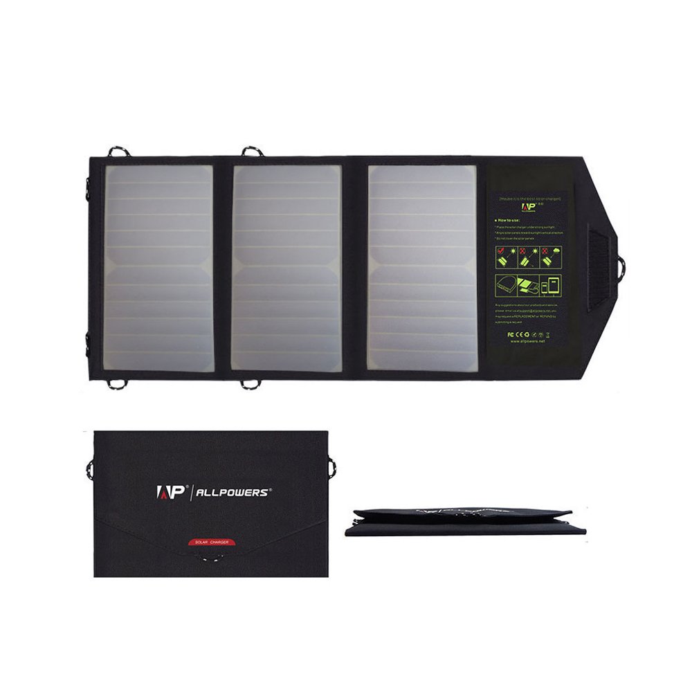 ALLPOWERS 5V 21W Portable Solar Charger Sun Power Solar Panel Power Bank Charger for Smartphone