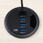 Mount In Desk Powered 4 Port USB 3.0 HUB Charging Adapter Cable Organizer