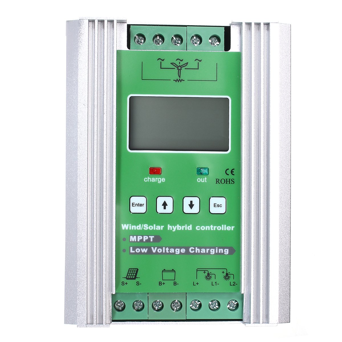 12V/24V 600W MPPT Wind Generator Controller Hybrid Charge Controller 300W Solar Booster Dump Load