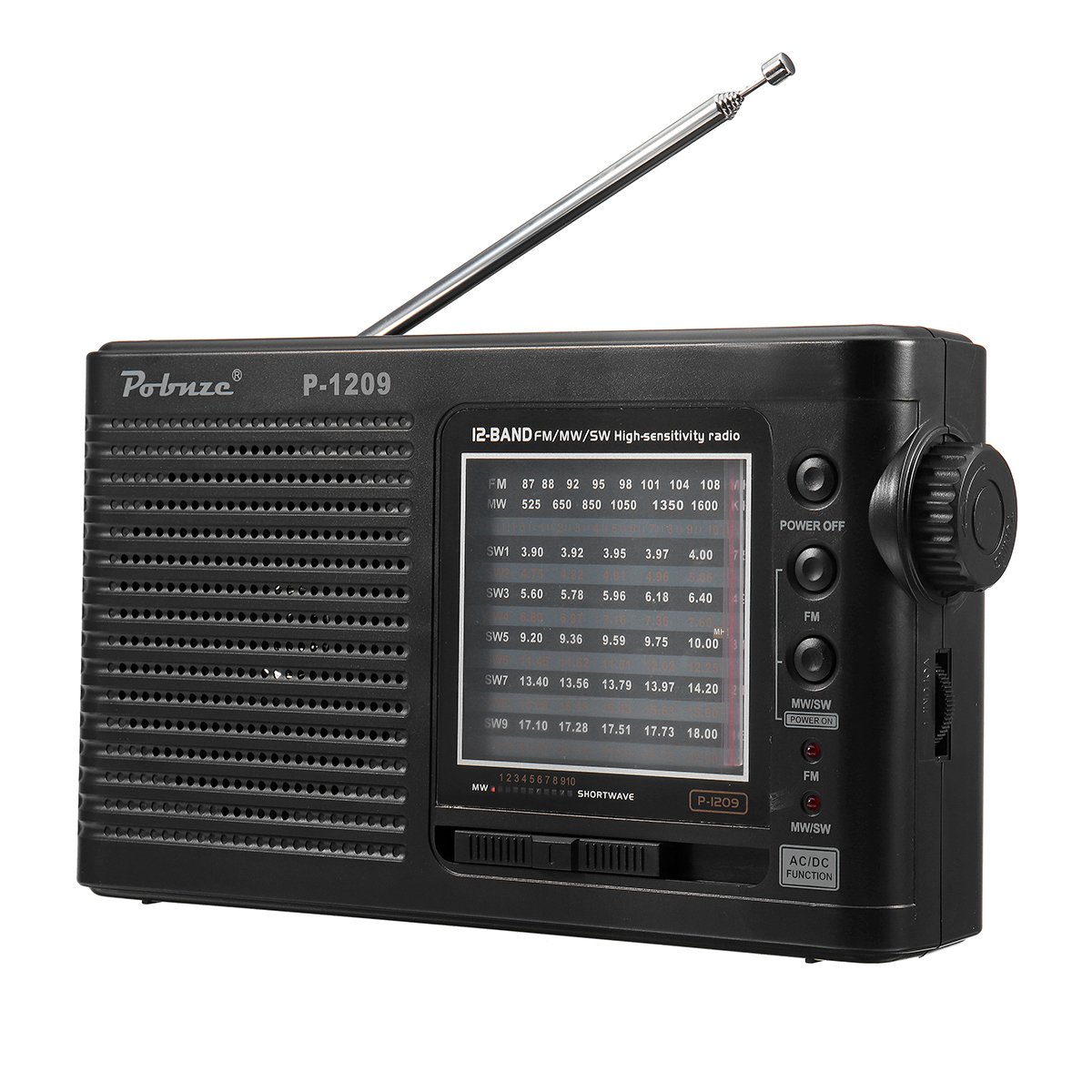 DC 4.5V 3W Portable Full World Band Radio AM FM SW Receiver Speaker Telescopic Antenna Jack
