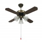 36Inch Antique Ceiling Fan with 3 Lights AC110-240V 4 Wooden Blades with Romote Control 3 Speeds