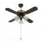 36Inch Antique Ceiling Fan with 3 Lights AC110-240V 4 Wooden Blades with Romote Control 3 Speeds