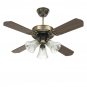 36Inch Antique Ceiling Fan with 3 Lights AC110-240V 4 Wooden Blades with Romote Control 3 Speeds