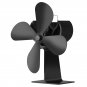 Black 4-Blade Heat Powered Wood Fireplace Stove Fan for Gas Pellet Ventilator