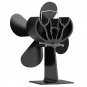 Black 4-Blade Heat Powered Wood Fireplace Stove Fan for Gas Pellet Ventilator