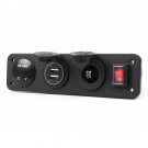 3 in 1 DC 12V 24V Power Outlet Socket Panel Dual USB Phone Charger Switch with Volt LED Display