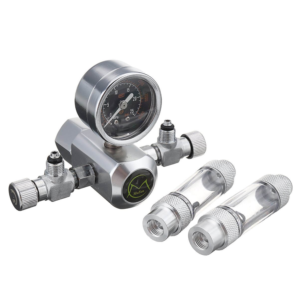 220V G5/8 Aquarium Dual Bubble CO2 System Pressure Gauge Gas Regulator Plant