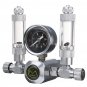 220V G5/8 Aquarium Dual Bubble CO2 System Pressure Gauge Gas Regulator Plant