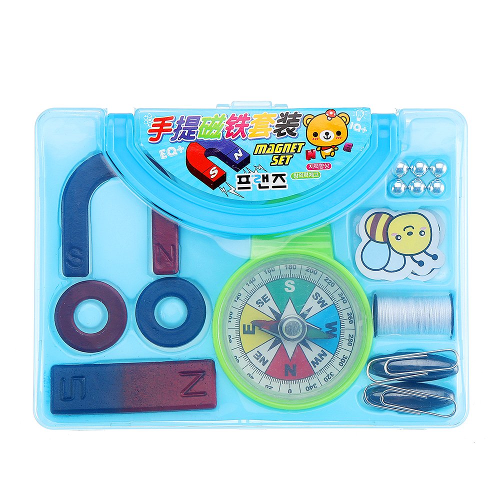Horseshoe Magnet Ring Magnet Bar Compass Physics Magnetic Field Experiment Learning Kit Random Color