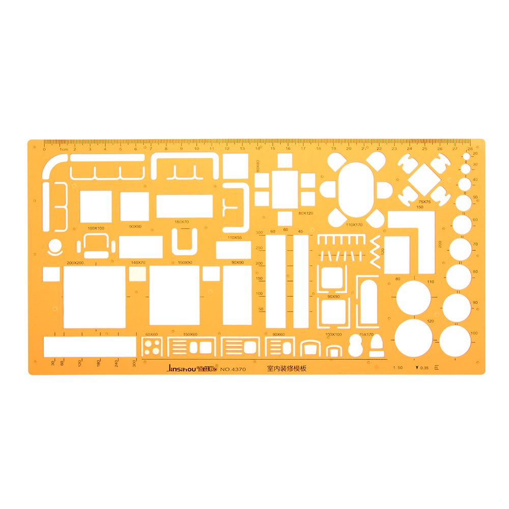 Interior Design House Furnishing Architecture Drawing Template KT Soft Ruler Drafting Stencil