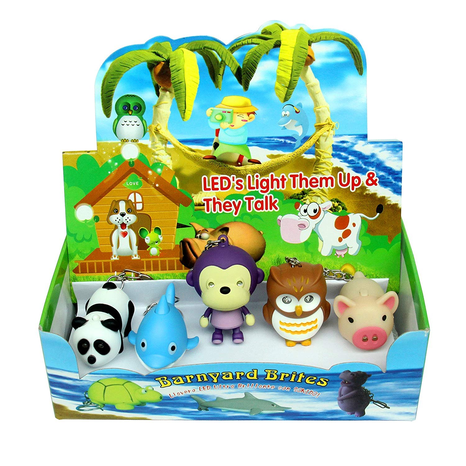 Cute Animal LED Keychains with Sound Effects (5 Pack)