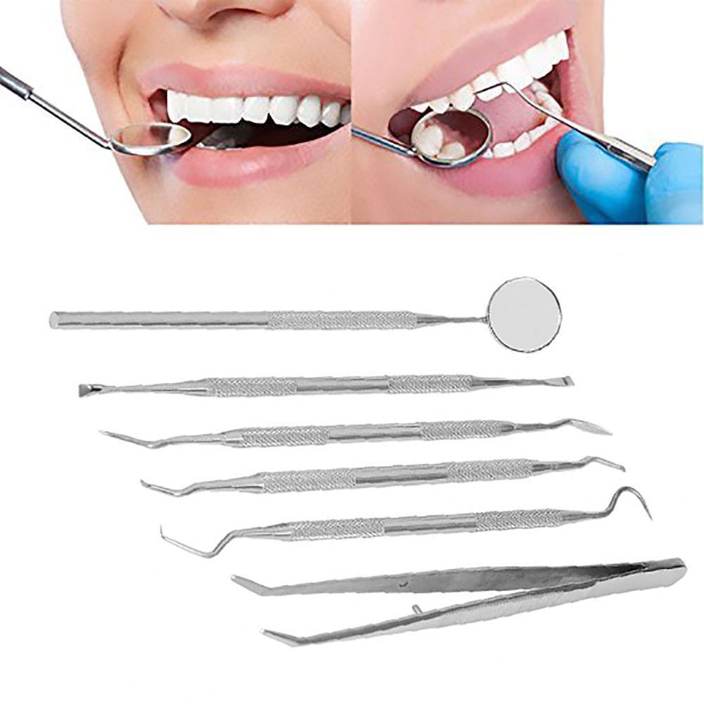 Dental Tool Set Kit Dentist Hygiene Stainless Steel Tools (6 Pieces with Storage Bag)