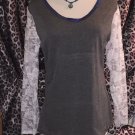 Gray Lace Sleeve Top