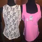 Gothic Owl Lace Back Tank Top