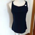 Navy Crochet Back Tank Top