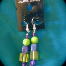 Purple and Green Bead Earrings