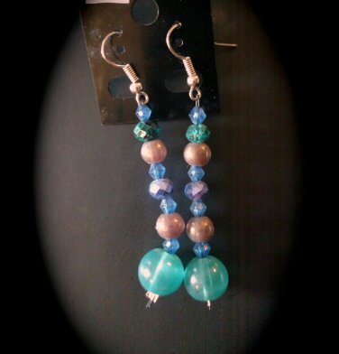 Bronze and Teal Bead Earrings