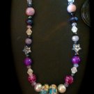 Purple Bead Butterfly Charm Necklace