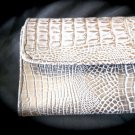 White Faux Crocodile Wallet