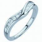 0.20 Carat Round & Baguette Diamond Half Eternity Wedding Ring in 14k White Gold