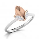 0.06  Carat Round Designer poppy bud ring light in 14k White Gold