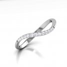 0.12  Carat Round half enternity curve  ring light in 14k White Gold