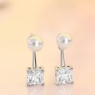 1.00 with  Carat princess SPARKLING  earring for  office use 14k White Gold