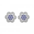 0.31 carat Tanzanite Floral 925 Silver Studs