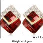 0.50 Carat diamond with Red ruby Earring studs in 18 Karat yellow gold
