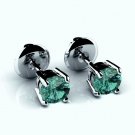 1.00Ct Round Shape Non-Precious Emerald  Stud Earrings in 925 Sterling Silver