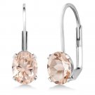 1.30 CT OVAL PEACH MORGANITE 925 STERLING SILVER LEVERBACK EARRINGS