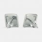 0.03 Carat Round Diamond square Earring with mate polish 14kt white gold Stud