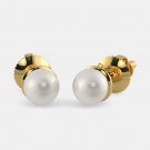 4.mm pearl studded earring in 18kt yellow gold 0.800 gram
