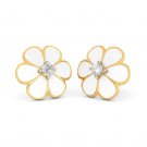 0.01 carat solitire floral studded earring in 14kt yellow gold 1.000 gram