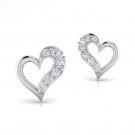 0.125 Carat Round Diamond Pave Setting Designer Heart earring White gold 14Karat