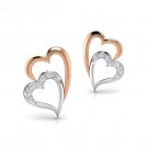 0.094 Carat Round Diamond Pave Setting Designer heart earring back screw white r