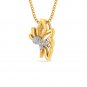 0.03 Ct Single Floating Diamond Butterfly Pendant Necklace 14k White Gold