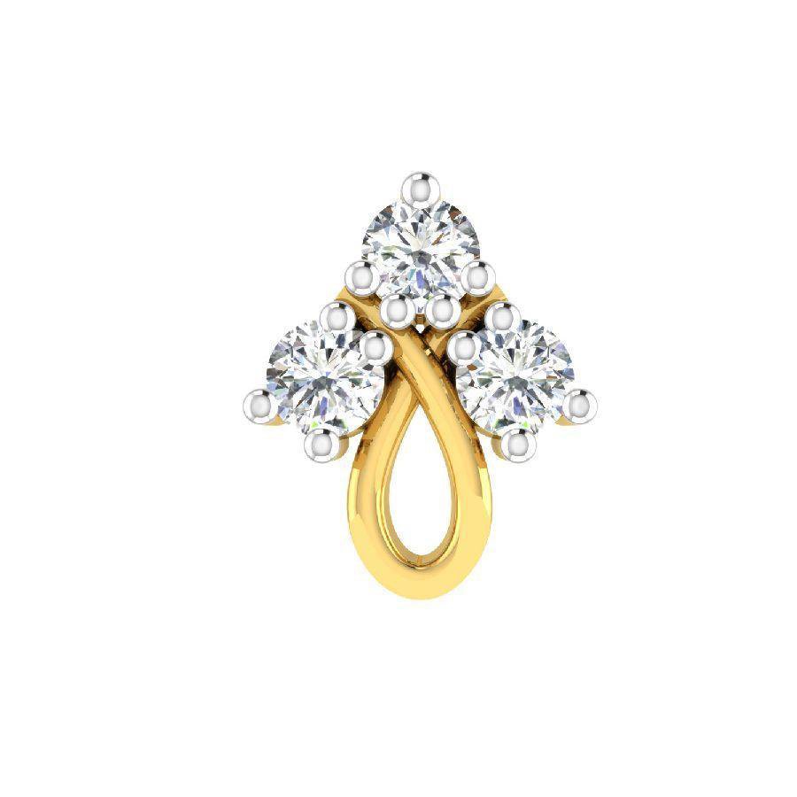0.054  Ct Round Diamond Pave Setting Designer nose pin with 0.300 gram 14kt