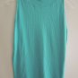 Ladies Top Size L Ribbed S/L Aqua Green Cotton Top by Michael Carrie EUC