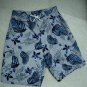 Mens Shorts Size M - Hawaiian Print Light Weight Drawstring Swim Shorts + Pocket