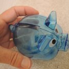 Piggy Bank Blue Plastic Pig - Coin Insert and Stopper - Bank Promo - NEW