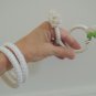 Bangle Bracelets + Matching Earrings White Fabric Carmen Miranda Style Jewelry